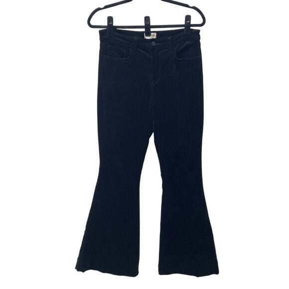 L' Agence Solana Black Velvet Flared Pants, Size 28 (Measures 30.5 x 30.25 in) - Picture 1 of 11